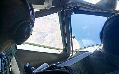 The view over Greece from the cockpit of an Israeli Air Force plane taking part in an aerial exercise over the European nation in June 2018. (Israel Defense Forces)