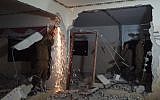 Israeli troops on June 21, 2018 demolish the northern West Bank home of Palestinian Ala Qabha, who rammed his car into a group of soldiers, killing two soldiers. (Israel Defense Forces)