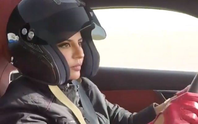 Aseel Al-Hamad, the first female member of Saudi Arabia's national motorsport federation, takes the wheel in a Twitter video posted on June 24, 2018, the day Saudi women gained the right to drive in the kingdom. (Twitter screen capture) Aseel Al-Hamad, the first female member of Saudi Arabia's national motorsport federation, takes the wheel in a Twitter video posted on June 24, 2018, the day Saudi women gained the right to drive in the kingdom. (Twitter screen capture)