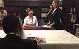 A private rabbinical court dissolves the marriage of Tzviya Gorodetsky in June 2018 (Courtesy of the Center for Women's Justice/Rachel Stomel)