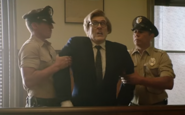 A scene from Comedy Central's 'Drunk History' depicting the Eichmann trial. (Screen capture: YouTube) A scene from Comedy Central's 'Drunk History' depicting the Eichmann trial. (Screen capture: YouTube)