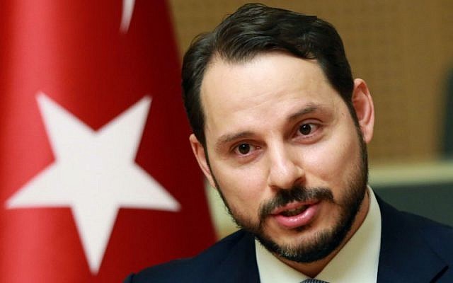 Then Turkish Minister of Energy Berat Albayrak addresses the media in Ankara, July 27, 2016. (ADEM ALTAN/AFP) Then Turkish Minister of Energy Berat Albayrak addresses the media in Ankara, July 27, 2016. (ADEM ALTAN/AFP)