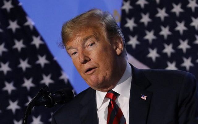 US President Donald Trump addresses a press conference on the second day of the North Atlantic Treaty Organization (NATO) summit in Brussels on July 12, 2018. (AFP PHOTO / LUDOVIC MARIN) US President Donald Trump addresses a press conference on the second day of the North Atlantic Treaty Organization (NATO) summit in Brussels on July 12, 2018. (AFP PHOTO / LUDOVIC MARIN)