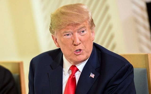 US President Donald Trump speaks during a meeting with the Finnish President at the Presidential Palace in Helsinki, on July 16, 2018. (Brendan SMIALOWSKI/AFP) US President Donald Trump speaks during a meeting with the Finnish President at the Presidential Palace in Helsinki, on July 16, 2018. (Brendan SMIALOWSKI/AFP)