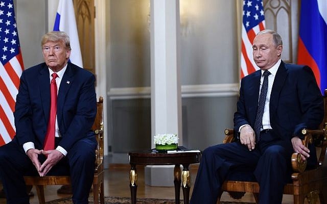 Russian President Vladimir Putin (R) and US President Donald Trump attend a meeting in Helsinki, on July 16, 2018. (Brendan Smialowski/AFP) Russian President Vladimir Putin (R) and US President Donald Trump attend a meeting in Helsinki, on July 16, 2018. (Brendan Smialowski/AFP)