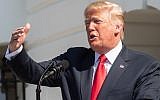 US President Donald Trump speaks about the economy on the South Lawn of the White House on July 27, 2018. (AFP Photo/Nicholas Kamm)