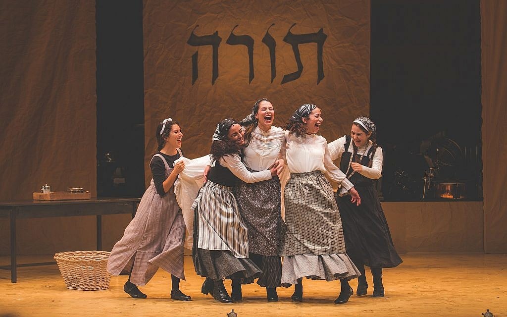Raquel Nobile, Rosie Jo Neddy, Rachel Zatcoff, Stephanie Lynne Mason, and Samantha Hahn sing 'Matchmaker' in the National Yiddish Theatre Folksbiene's production of 'Fiddler on the Roof.' (Victor Nechay/ ProperPix.com)
