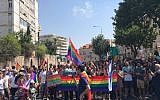 Protesters for LGBT rights in Jerusalem, July 22, 2018 (The Aguda Facebook page)