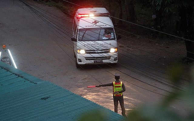 One of two ambulances leaves a cave in northern Thailand hours after an operation begins to rescue trapped youth soccer players and their coach, in Mae Sai, Chiang Rai province, in northern Thailand, July 8, 2018 (AP Photo/Sakchai Lalit) One of two ambulances leaves a cave in northern Thailand hours after an operation begins to rescue trapped youth soccer players and their coach, in Mae Sai, Chiang Rai province, in northern Thailand, July 8, 2018 (AP Photo/Sakchai Lalit)
