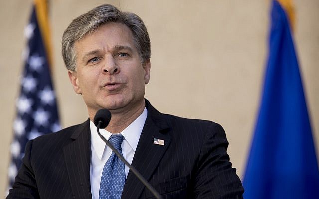 FBI Director Chris Wray speaks at his installation ceremony at the FBI Building in Washington, September 28, 2017. (Andrew Harnik/AP) FBI Director Chris Wray speaks at his installation ceremony at the FBI Building in Washington, September 28, 2017. (Andrew Harnik/AP)