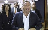 In this file photo from April 17, 2017, 'Infowars' host Alex Jones arrives at the Travis County Courthouse in Austin, Texas. (Tamir Kalifa/Austin American-Statesman via AP, File)