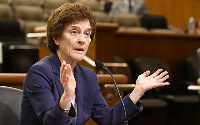 Elizabeth Holtzman, speaks to legislative leaders while interviewing for the Office of New York Attorney General, in Albany, NY, May 15, 2018. (Hans Pennink/AP) Elizabeth Holtzman, speaks to legislative leaders while interviewing for the Office of New York Attorney General, in Albany, NY, May 15, 2018. (Hans Pennink/AP)