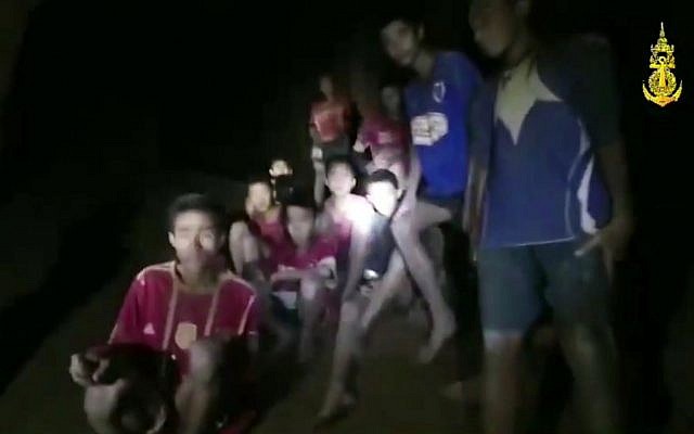 In this grab taken from video provided by the Thai Navy Seal, a view of the boys and their soccer coach in a cave, in Chiang Rai in Thailand, July 2, 2018 (Thai Navy Seal via AP) In this grab taken from video provided by the Thai Navy Seal, a view of the boys and their soccer coach in a cave, in Chiang Rai in Thailand, July 2, 2018 (Thai Navy Seal via AP)