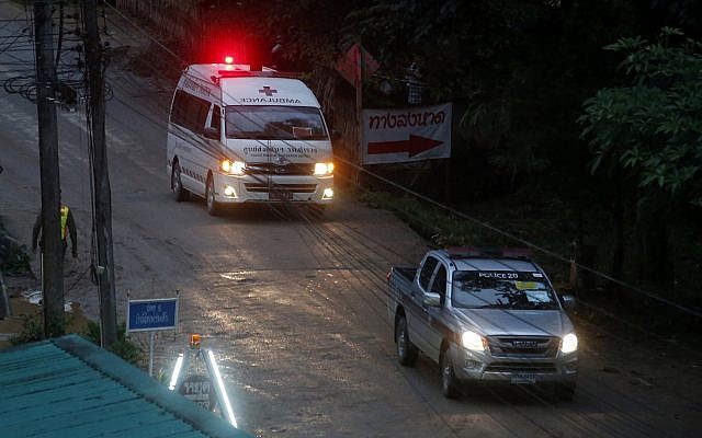 An ambulances leave the cave in northern Thailand hours after efforts were renewed to to rescue the trapped youth soccer players and their coach in northern Thailand, Sunday, July 8, 2018 (AP Photo/Sakchai Lalit) An ambulances leave the cave in northern Thailand hours after efforts were renewed to to rescue the trapped youth soccer players and their coach in northern Thailand, Sunday, July 8, 2018 (AP Photo/Sakchai Lalit)