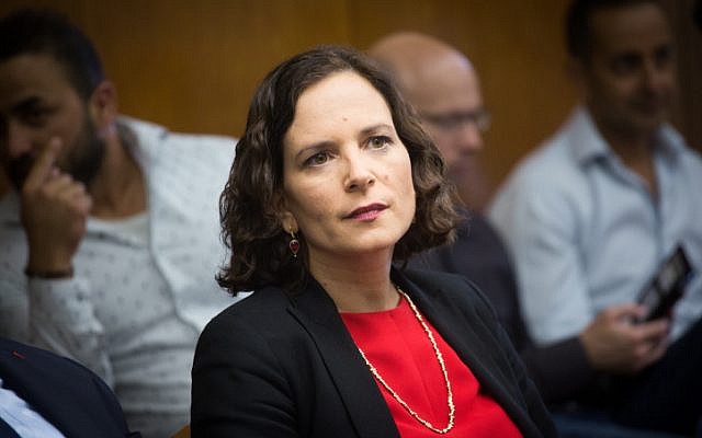 Kulanu MK Rachel Azaria attends a Kulanu faction meeting in the Knesset on May 7, 2018. (Miriam Alster/Flash90) Kulanu MK Rachel Azaria attends a Kulanu faction meeting in the Knesset on May 7, 2018. (Miriam Alster/Flash90)