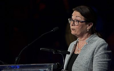 Supreme Court Chief Justice Esther Hayut speaks during a conference at the national library in Jerusalem on June 6, 2018.  (Hadas Parush/Flash90)