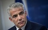 Yesh Atid leader MK Yair Lapid speaks during a faction meeting at the Knesset, in Jerusalem, June 11, 2018. Hadas Parush/Flash90)
