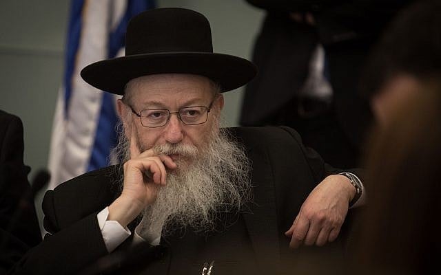 Deputy Health Minister Yaakov Litzman attends a Knesset Health Committee meeting on July 2, 2018. (Hadas Parush/Flash90) Deputy Health Minister Yaakov Litzman attends a Knesset Health Committee meeting on July 2, 2018. (Hadas Parush/Flash90)