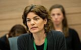 Meretz party leader MK Tamar Zandberg attends a joint Knesset House and Constitution Committee meeting at the Knesset, July 10, 2018. (Yonatan Sindel/Flash90)