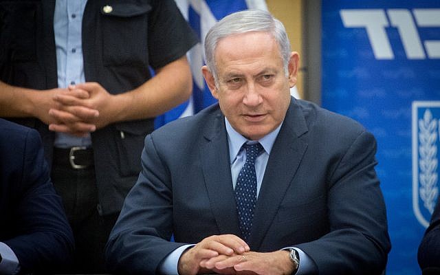 Prime Minister Benjamin Netanyahu leads a Likud faction meeting in the Knesset on July 16, 2018. (Miriam Alster/Flash90)