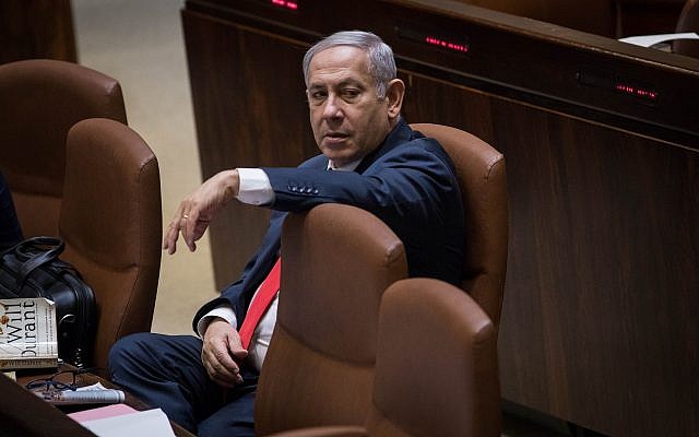 Prime Minister Benjamin Netanyahu in the Knesset, July 18, 2018. (Hadas Parush/Flash90)