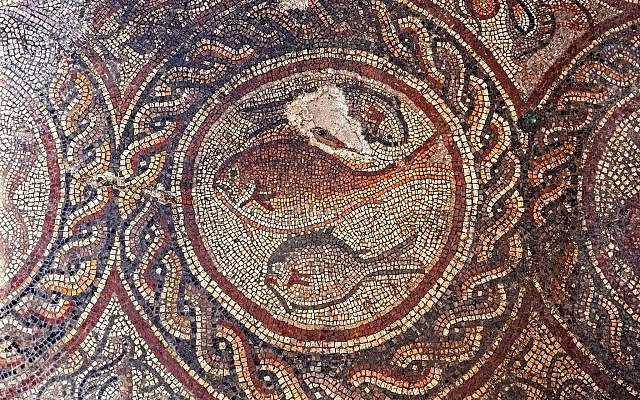 Animal figures in the newly exposed Lod mosaic. (Asaf Peretz, IAA)