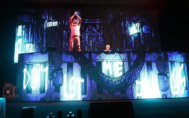 The stage for The Chainsmokers concert in Rishon Lezion on July 20, 2018 (Courtesy Sivan Farag)