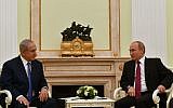 Prime Minister Benjamin Netanyahu, left, meets with Russian President Vladimir Putin in Moscow, July 11, 2018. (Israel Foreign Ministry)