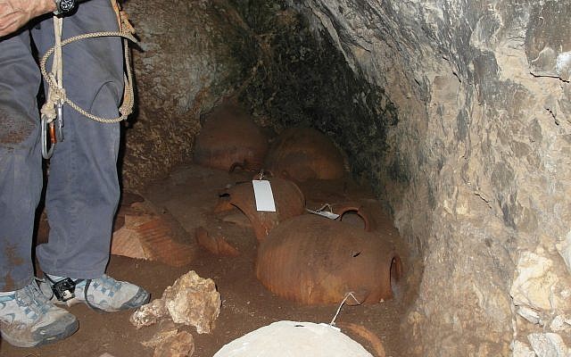 Inside the cliff cave on the Lebanon border on June 29, 2018. (Omri Gester)