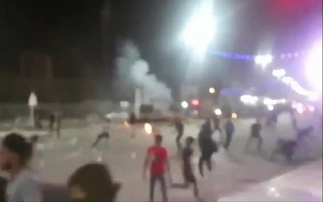 Screen capture from video of protests about the water situation in Iran, June 30, 2018. (Twitter) Screen capture from video of protests about the water situation in Iran, June 30, 2018. (Twitter)