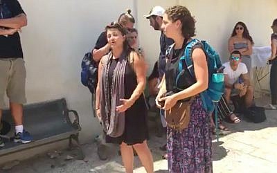 A group of left-wing activists stage a walkout from their Birthright trip in Jerusalem on July 15, 2018. (Screen capture/Facebook)