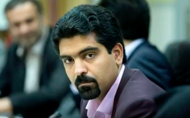 Sepanta Niknam, a Zoroastrian member of the City Council of Yazd, Iran. (screen capture: YouTube)