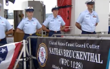 The Coast Guard named a ship after slain Jewish-American Coast Guardsman Nathan Bruckenthal, in Alexandria, Virginia, July 25, 2018. (YouTube Screenshot)