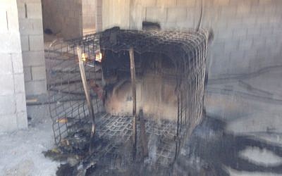 Part of a Palestinian home in the central West Bank village of Jalud that locals said was torched by settlers on July 27, 2018. (Jalud municipality)