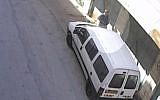 A international observer for TIPH suspected of slashing the tires of an Israeli settler in Hebron. (Hadashot news screenshot)