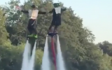 Water-fueled hoverboards at a performance at a Jewish wedding. (Instagram screen capture)