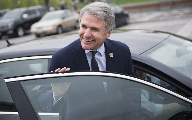 US Rep. Michael McCaul, R-Texas, leaves the Capitol on April 27, 2018. (Tom Williams/CQ Roll Call/via JTA) US Rep. Michael McCaul, R-Texas, leaves the Capitol on April 27, 2018. (Tom Williams/CQ Roll Call/via JTA)
