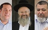 (From L to R) Samaria Regional Council chairman Yossi Dagan, Chief Rabbi of Safed Shmuel Eliyahu and former Samaria Regional Council chairman Gershon Mesika. (Yossi Zeliger, Yonatan Sindel and Miriam Alster/Flash90)