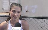 Sprinter Diana Vaisman after she broke the Israeli women's 100 meter record on July 4, 2018. (Screen capture: YouTube)