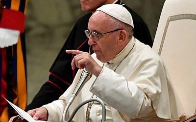 Pope Francis speaks during his weekly general audience at Aula Paolo VI (Paul VI Audience Hall) at the Vatican on August 1, 2018.  (AFP PHOTO / Andreas SOLARO)