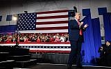 US President Donald Trump claps during a rally at Olentangy Orange High School in Lewis Center, Ohio, on August 4, 2018. (AFP/ MANDEL NGAN)