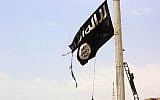 Illustrative photo of a member of the US-backed Syrian Democratic Forces removing an Islamic State flag in the town of Tabqa in Syria. (AFP Photo/Delil Souleiman)