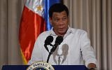 Philippine President Rodrigo Duterte delivers his speech to officials at Malacanang palace in Manila, August 6, 2018. (AFP photo/Ted Aljibe)