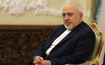 Iran's Foreign Minister Mohammad Javad Zarif listens during a meeting of Iranian President Hassan Rouhani with North Korea's Foreign Minister Ri Yong Ho (not seen) in the capital Tehran, Iran, August 8, 2018. (ATTA KENARE/AFP)