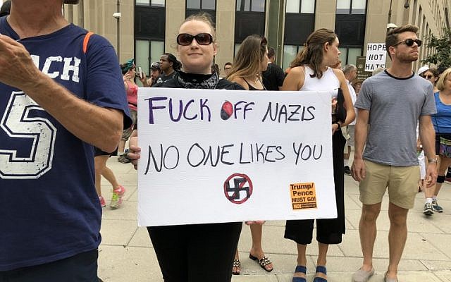 Protestors march against the far-right's Unite the Right rally August 12, 2018 in Washington, DC on the one-year anniversary of deadly violence at a similar protest in Charlottesville, Virginia.   
(AFP / Daniel SLIM)