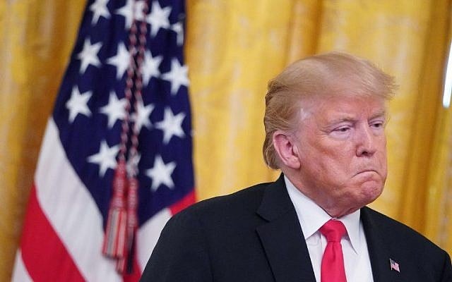 US President Donald Trump speaks during an event honoring the Immigration and Customs Enforcement and Customs and Border Protection services in the East Room of the White House in Washington, DC on August 20, 2018. (MANDEL NGAN/AFP) US President Donald Trump speaks during an event honoring the Immigration and Customs Enforcement and Customs and Border Protection services in the East Room of the White House in Washington, DC on August 20, 2018. (MANDEL NGAN/AFP)