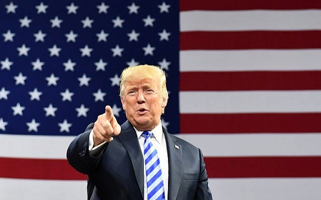 US President Donald Trump arrives for a political rally at Charleston Civic Center in Charleston, West Virginia, on August 21, 2018. (AFP/Mandel Ngan)