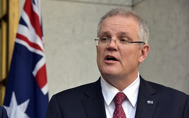 Australia's Treasurer Scott Morrison attends a press conference in Parliament House, in Canberra, on August 22, 2018.  (AFP/MARK GRAHAM)