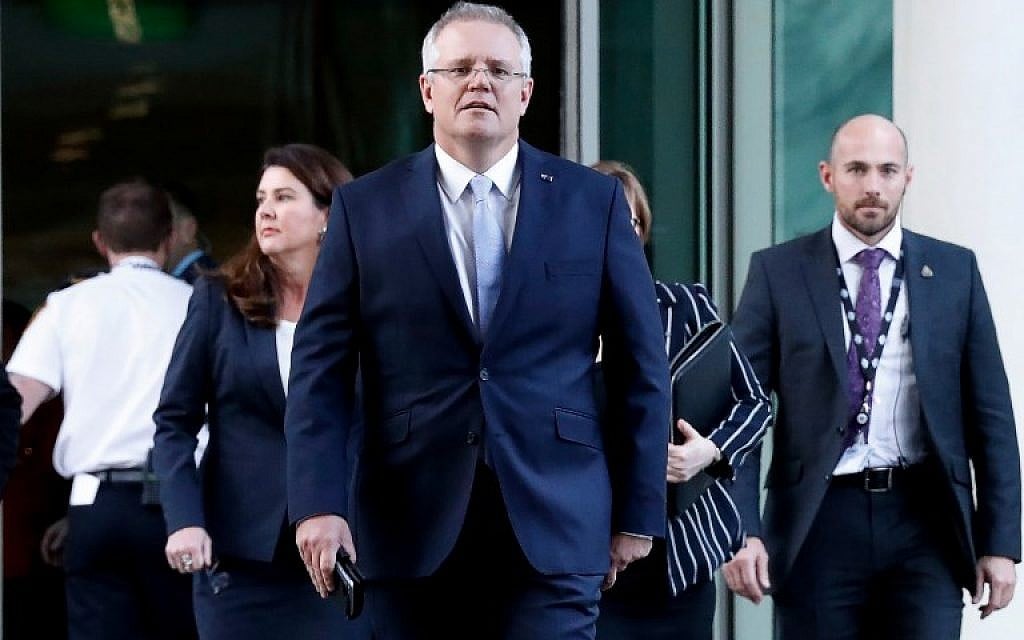 Australia's Scott Morrison arrives for a party meeting in Canberra on August 24, 2018. (AFP/ POOL / DAVID GRAY) Australia's Scott Morrison arrives for a party meeting in Canberra on August 24, 2018. (AFP/ POOL / DAVID GRAY)