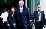 Australia's Scott Morrison arrives for a party meeting in Canberra on August 24, 2018. (AFP/ POOL / DAVID GRAY)